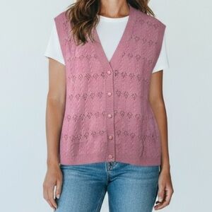 D'Allaird's Pink Knit Vest Size L Preppy Grandmacore 90s Cottagecore